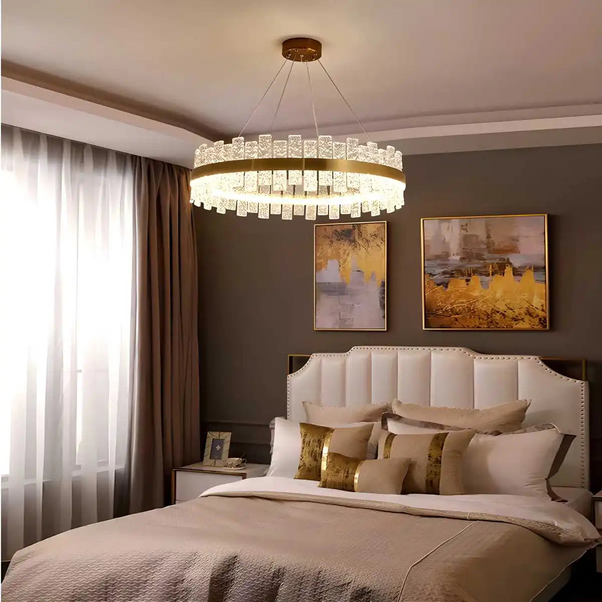 Eloer Modern Frosted Glass Crystal Chandelier