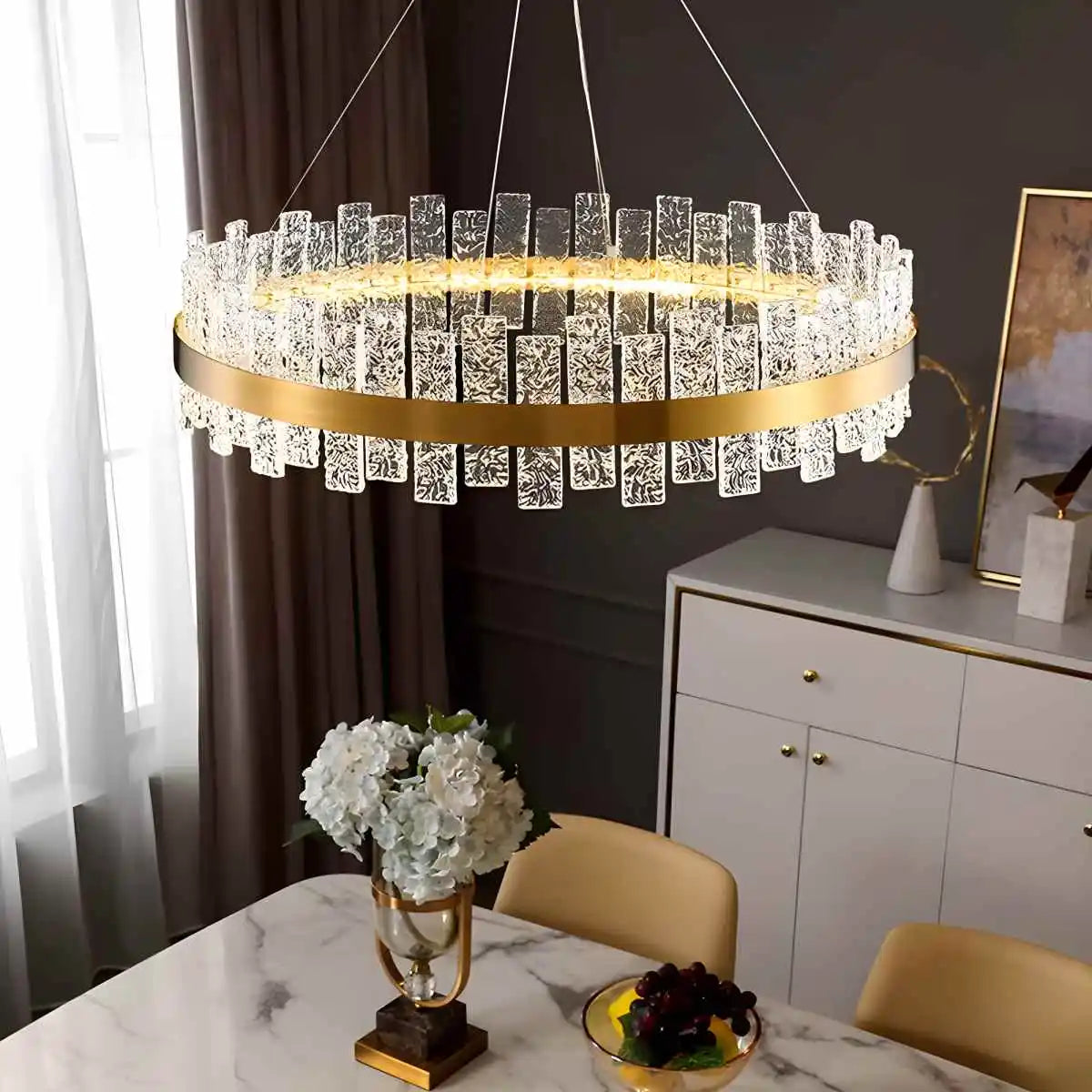 Eloer Modern Frosted Glass Crystal Chandelier