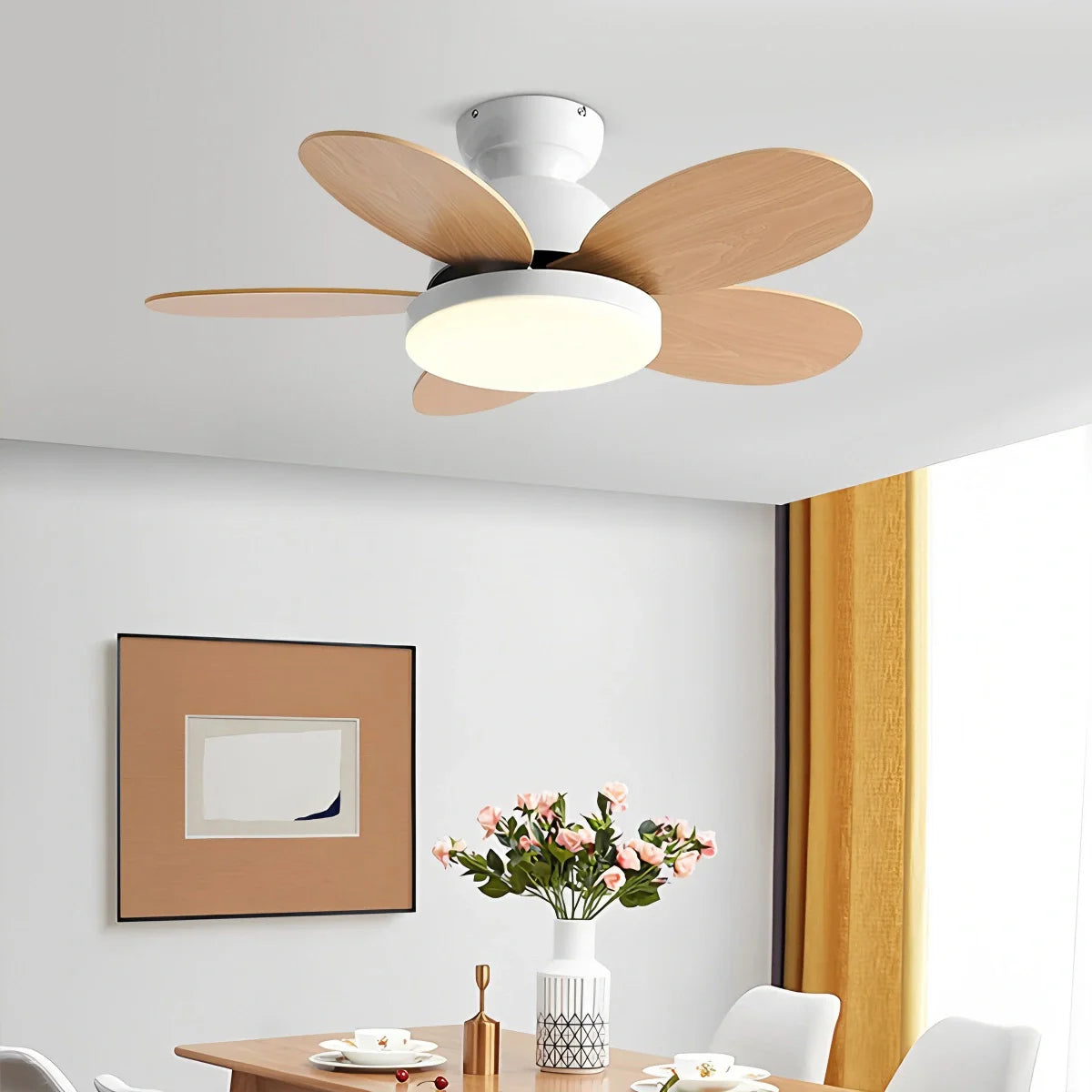 Eloer Scandi Wood Ceiling Fan Lamp for Children’s Room