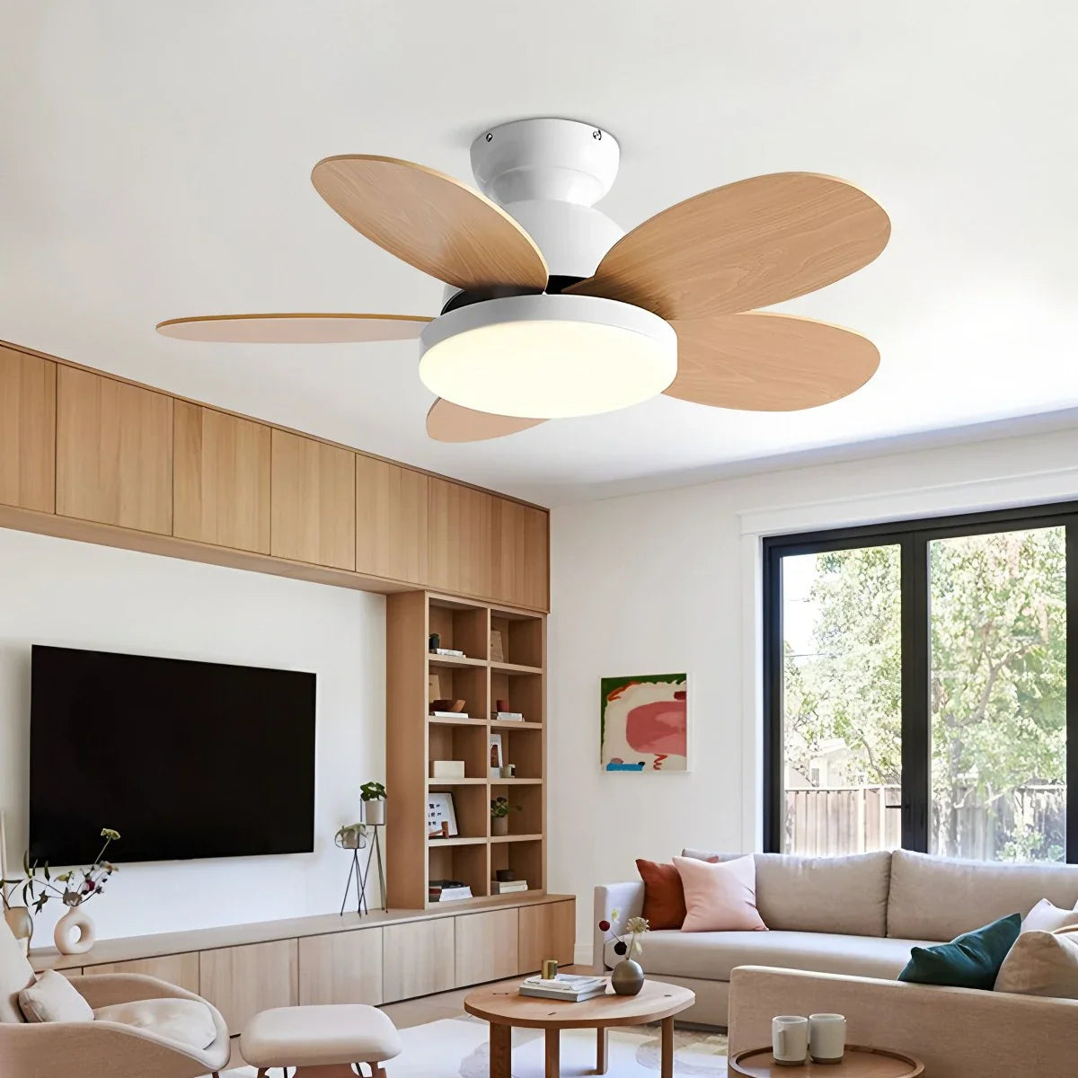 Eloer Scandi Wood Ceiling Fan Lamp for Children’s Room