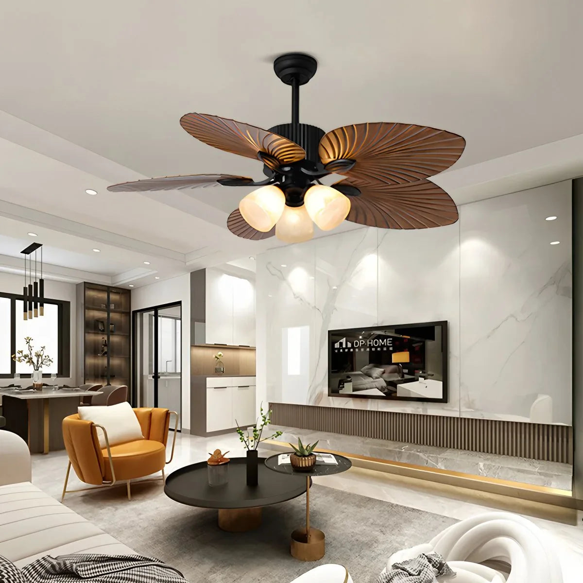 Eloer Tropical Palm Leaves Ceiling Fan with Light