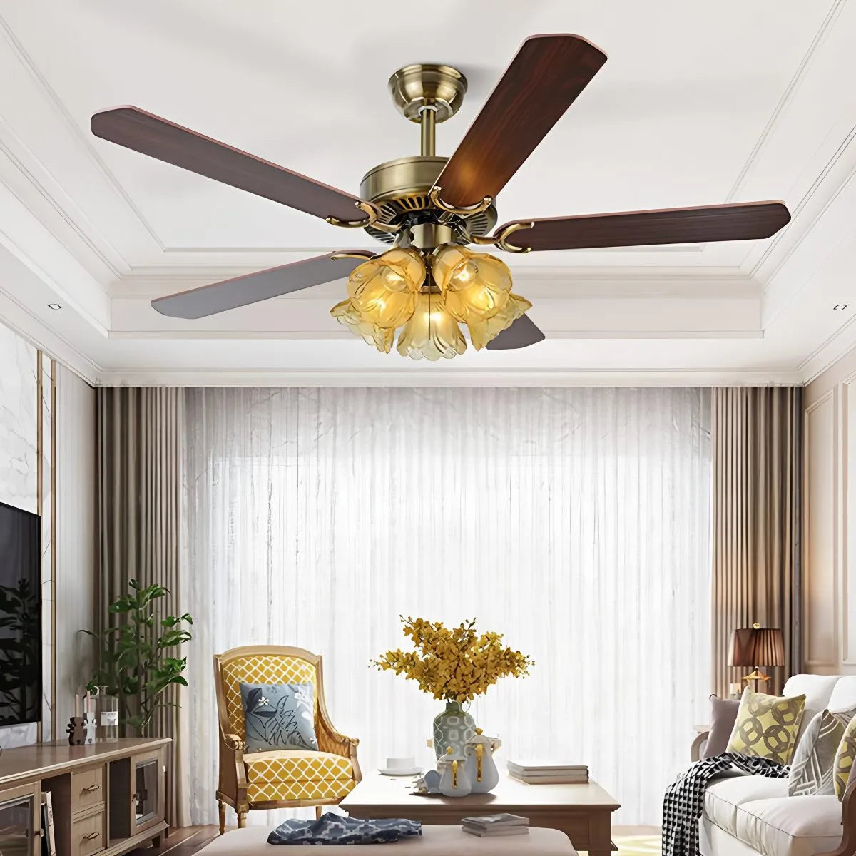 Eloer Vintage Ceiling Fan with Light for Dining Room