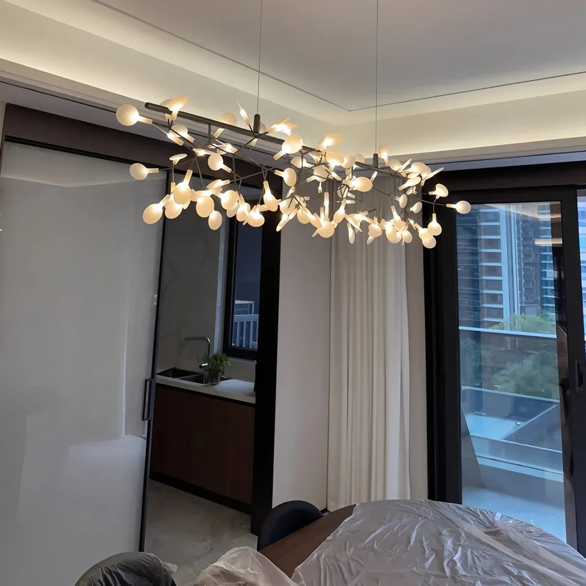Eloer Black Firefly LED Chandelier for Dining Room