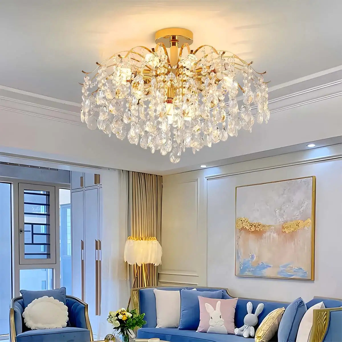 Eloer French Vintage Crystal Ceiling Chandelier