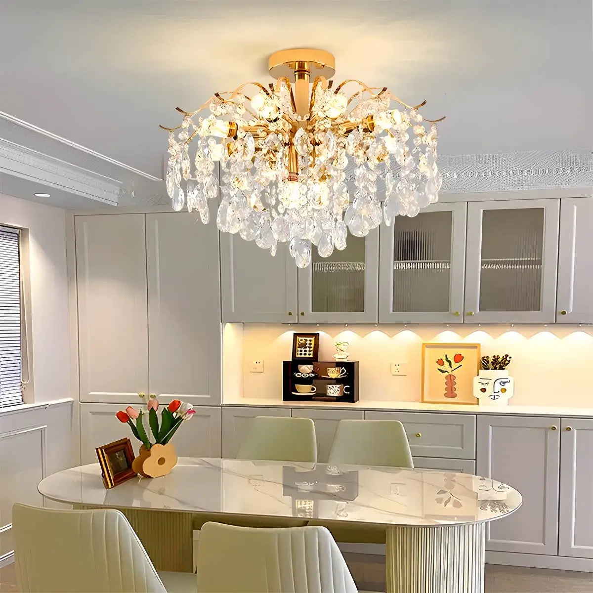 Eloer French Vintage Crystal Ceiling Chandelier