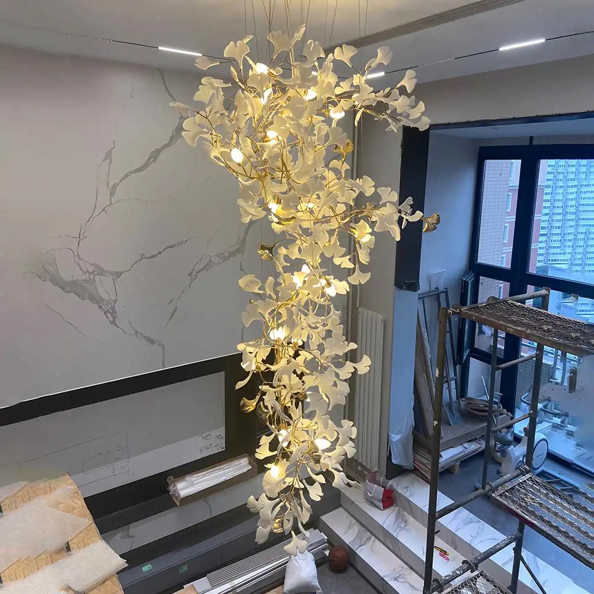 Eloer Large Ginkgo Leaf Chandelier for Living Room
