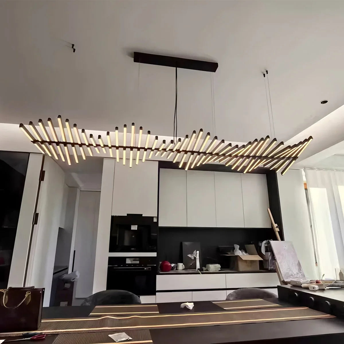 Eloer Linear Fish Bone Modeling Chandelier