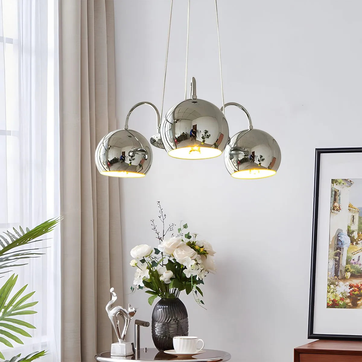 Eloer Bauhaus Style Antique Chrome Chandelier