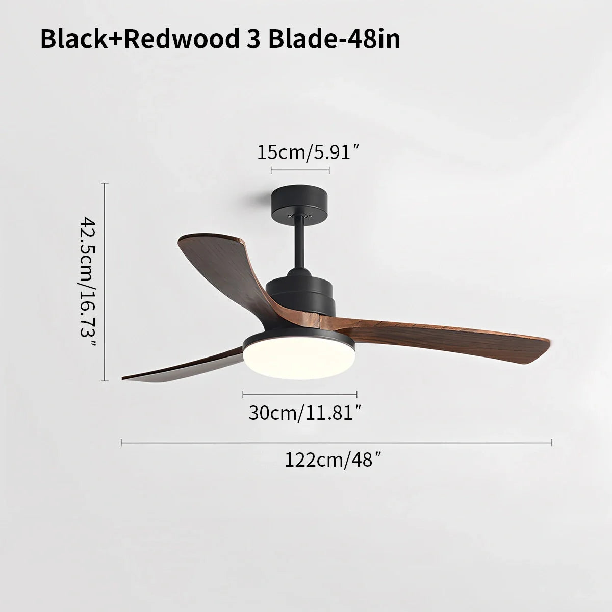 Eloer High Wind Solid Wood Ceiling Fan Light
