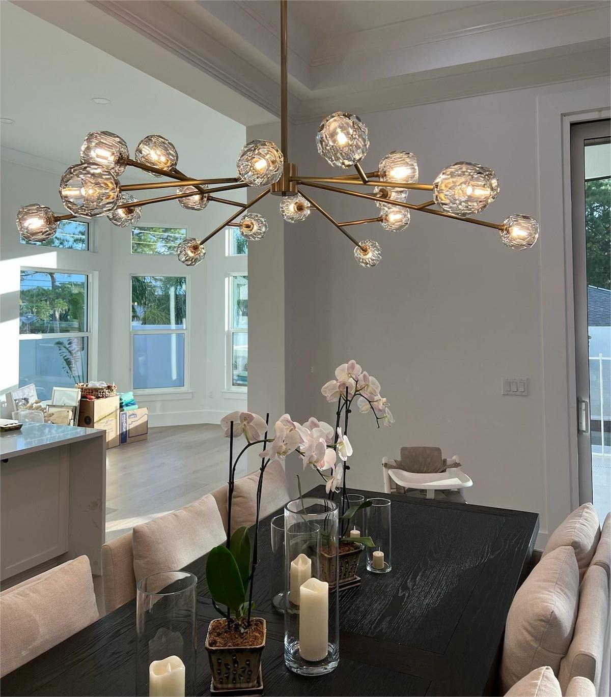 Boule De Crystal Ball Smoke Glass Round Chandelier 72"