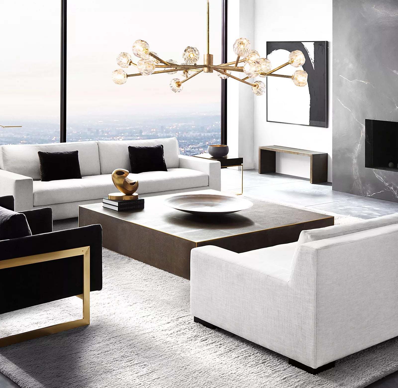 Boule De Crystal Ball Clear Glass Round Chandelier 72"-konalight