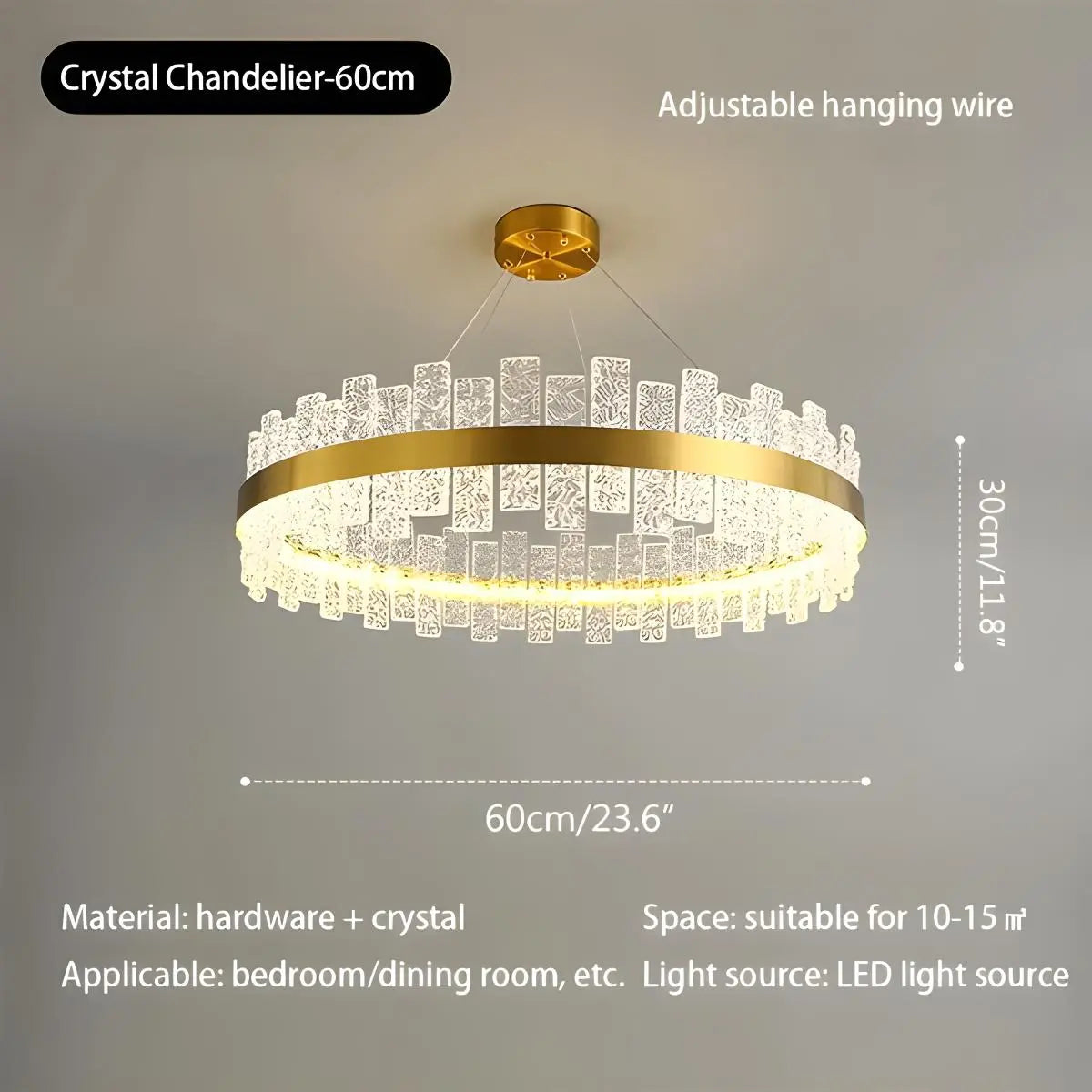 Eloer Modern Frosted Glass Crystal Chandelier