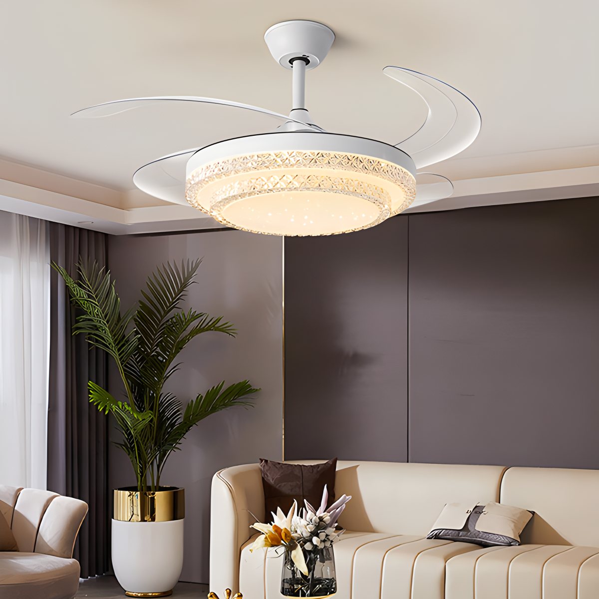 Eloer Dimmable Remote Hugger Ceiling Fan Light