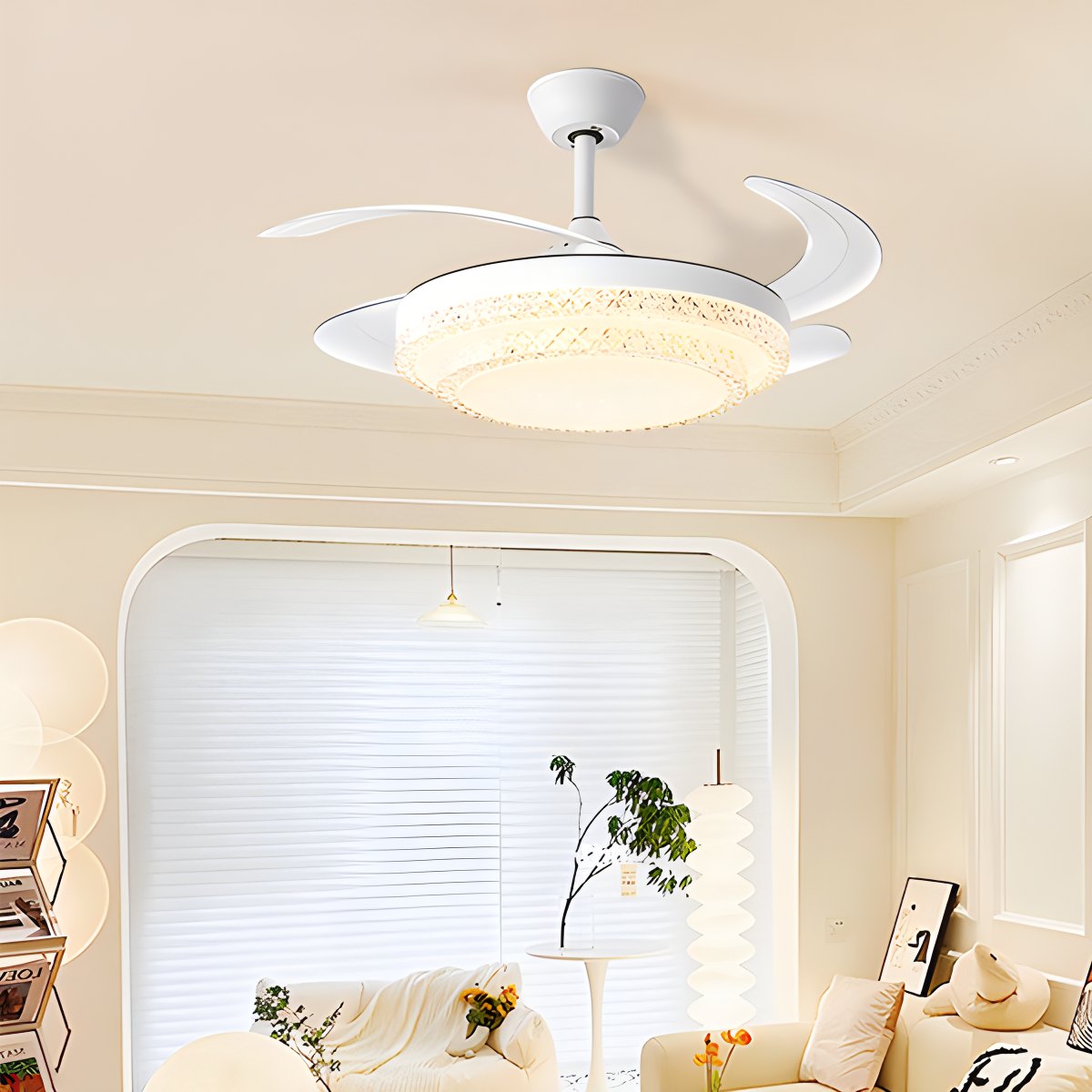 Eloer Dimmable Remote Hugger Ceiling Fan Light