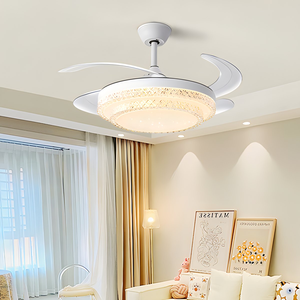 Eloer Dimmable Remote Hugger Ceiling Fan Light