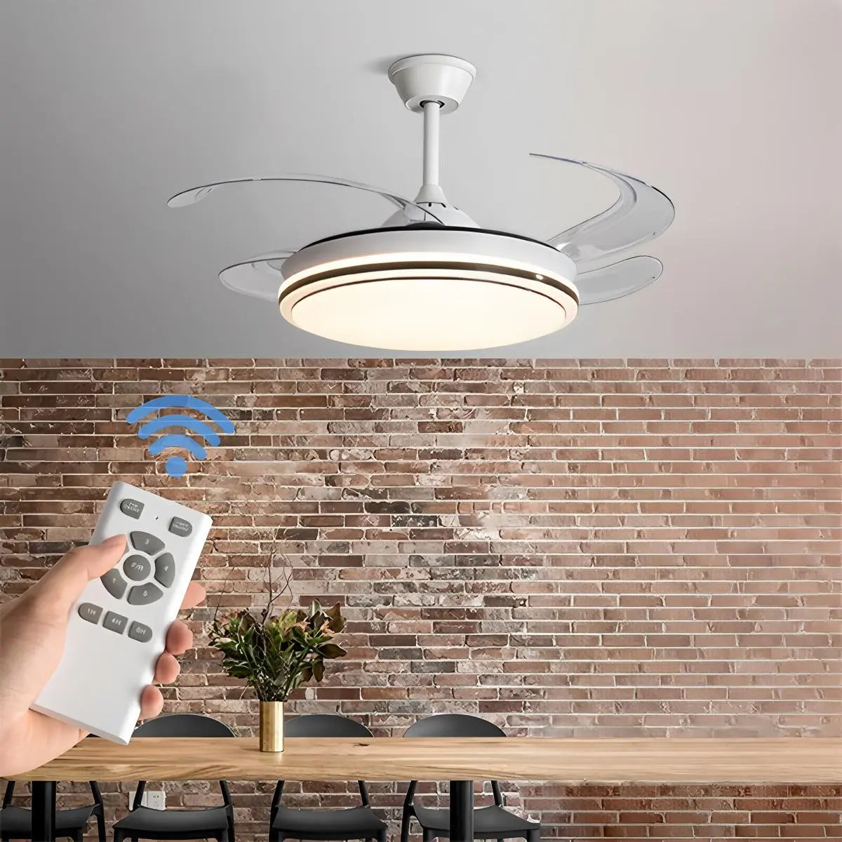 Eloer Modern Remote Control Ceiling Fan with LED Light