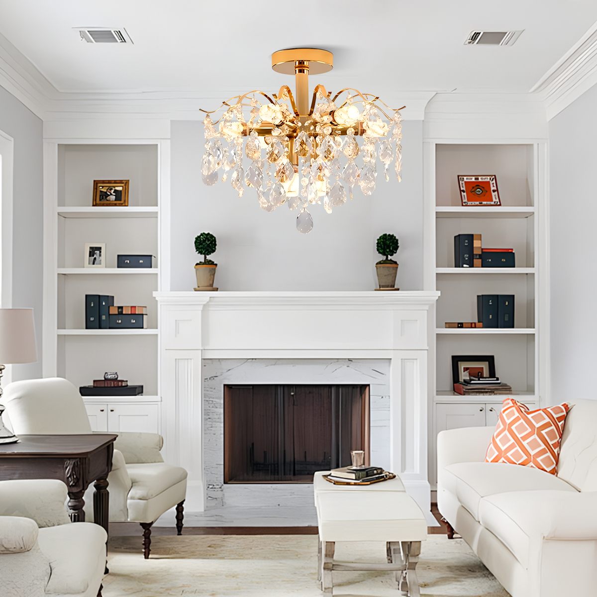 Eloer French Vintage Crystal Ceiling Chandelier