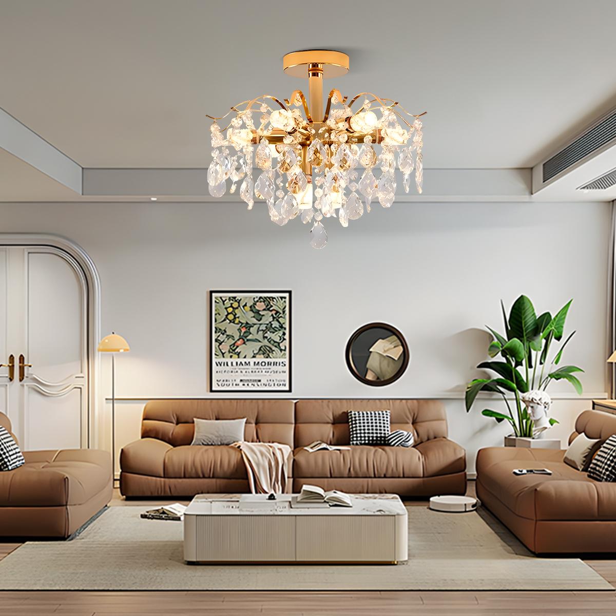 Eloer French Vintage Crystal Ceiling Chandelier