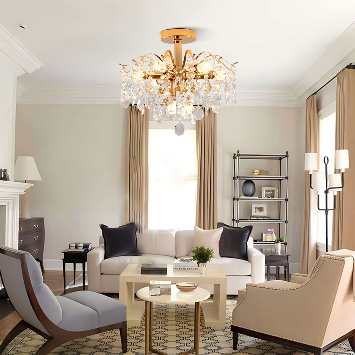 Eloer French Vintage Crystal Ceiling Chandelier