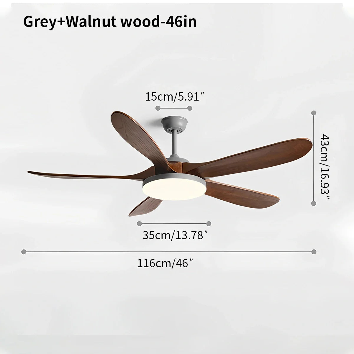 Eloer 5-leaf Solid Wood Ceiling Fan Light
