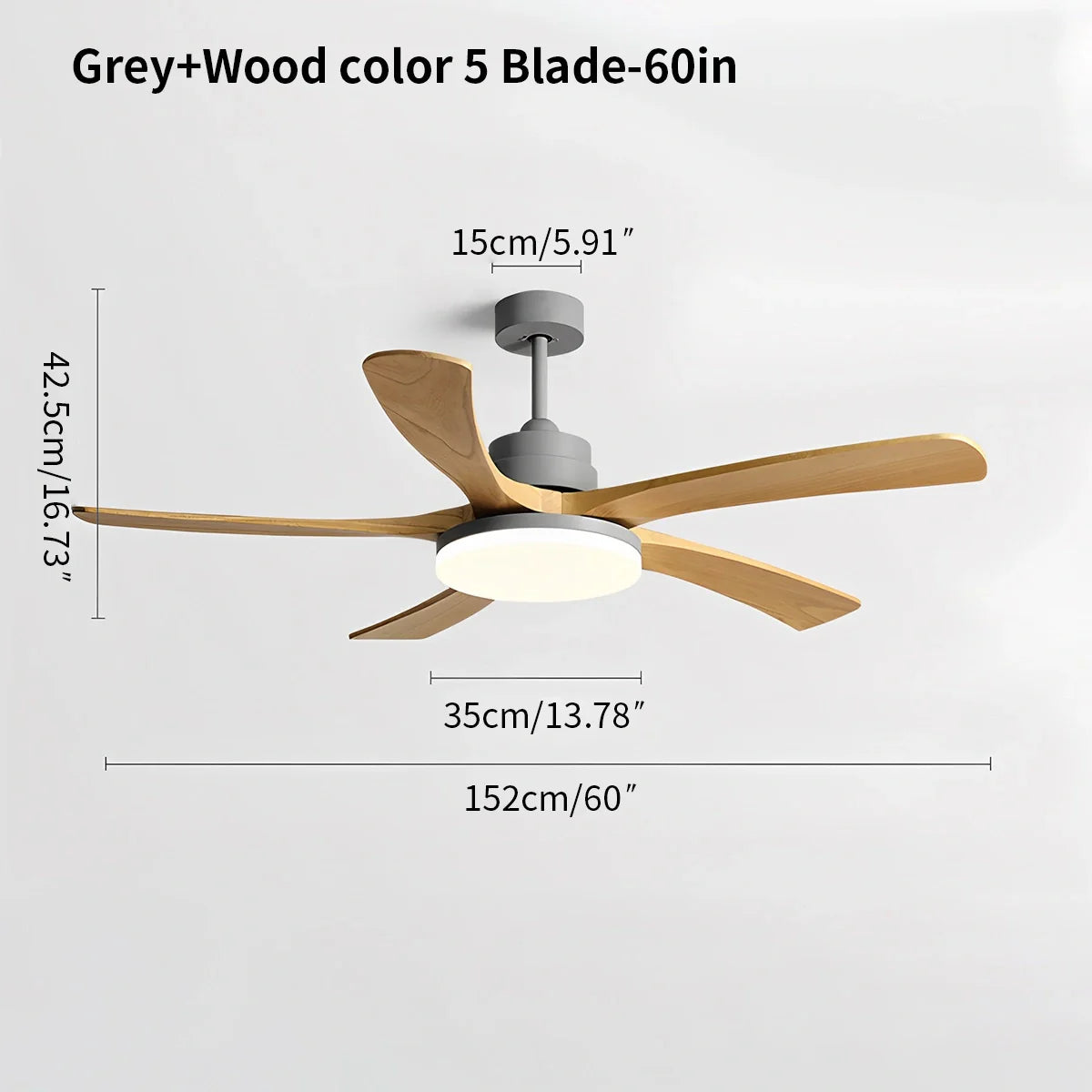 Eloer High Wind Solid Wood Ceiling Fan Light