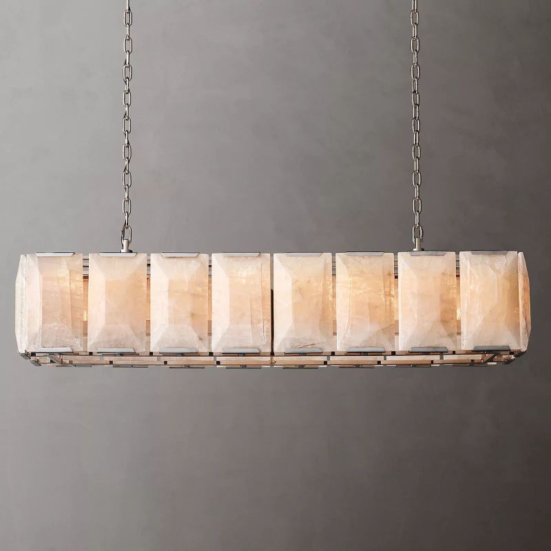 Harlow Calcite Rectangular Chandelier D 55"-konalight