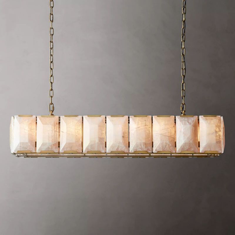 Harlow Calcite Rectangular Chandelier W 62"-konalight