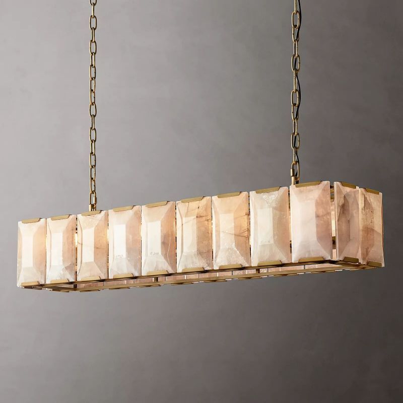 Harlow Calcite Rectangular Chandelier W 62"-konalight