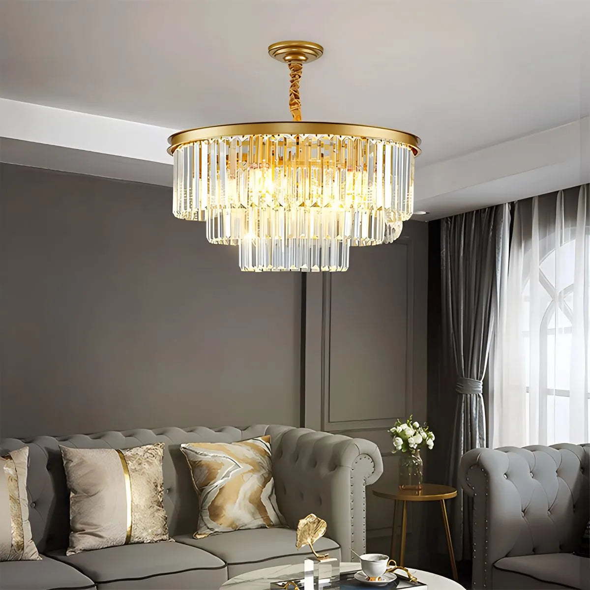 Eloer Light Luxury Crystal Chandelier for Living Room