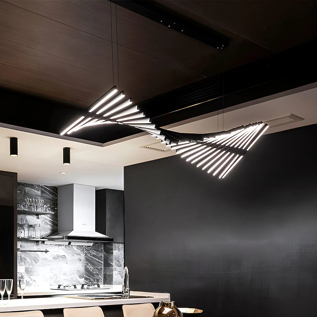 Eloer Linear Fish Bone Modeling Chandelier