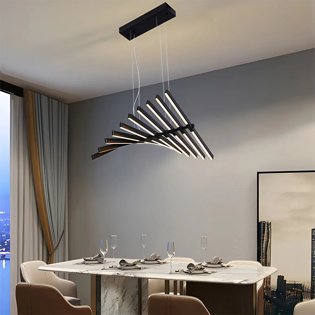 Eloer Linear Fish Bone Modeling Chandelier