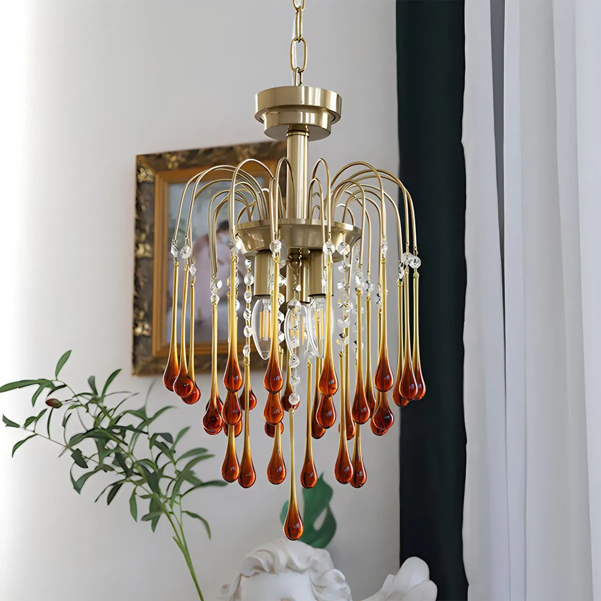Eloer French Retro Water Drop Glass Chandelier