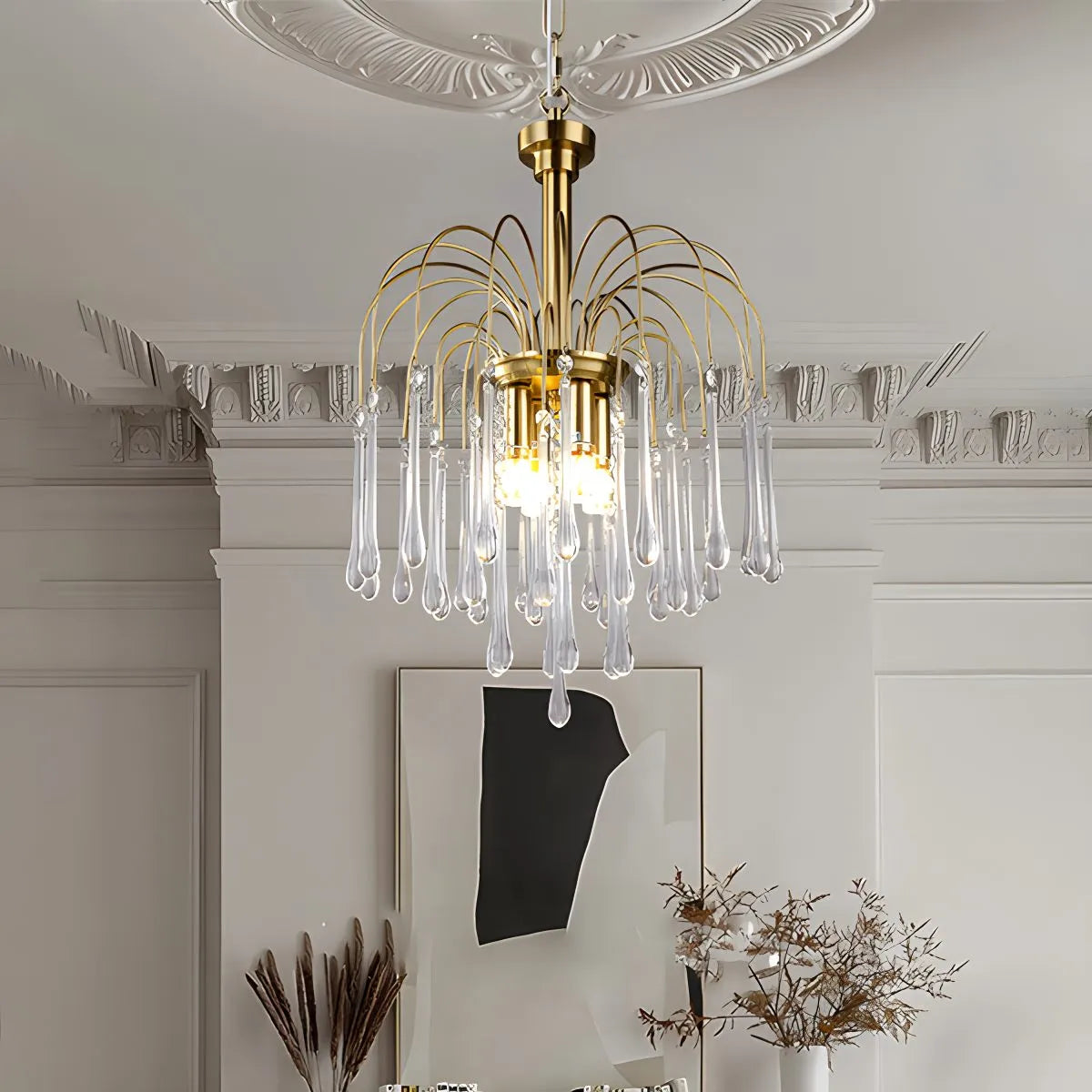 Eloer French Retro Water Drop Glass Chandelier
