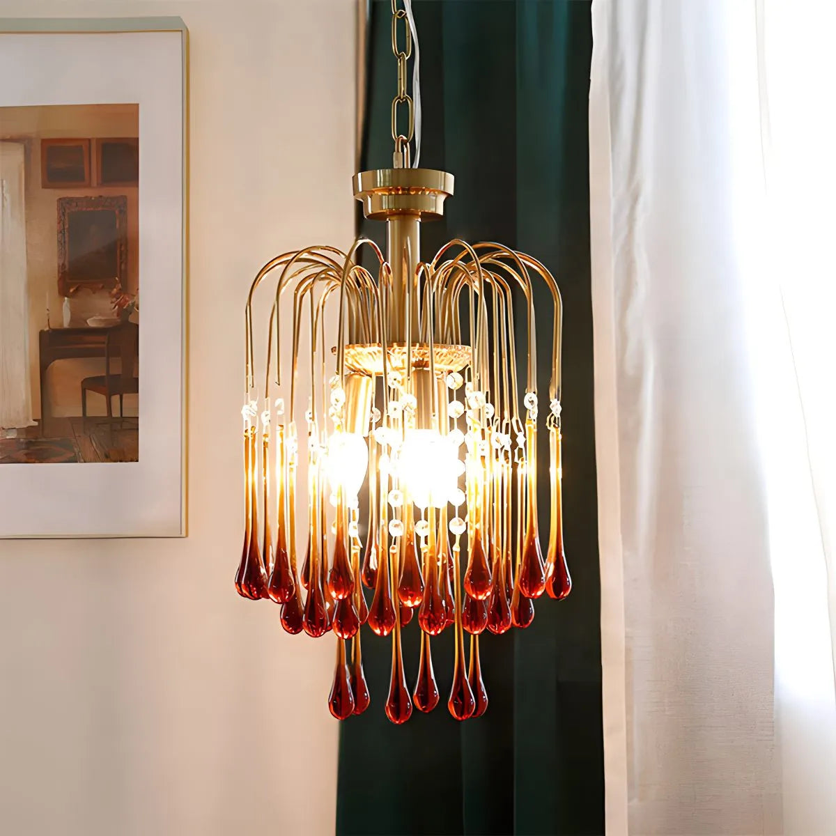 Eloer French Retro Water Drop Glass Chandelier