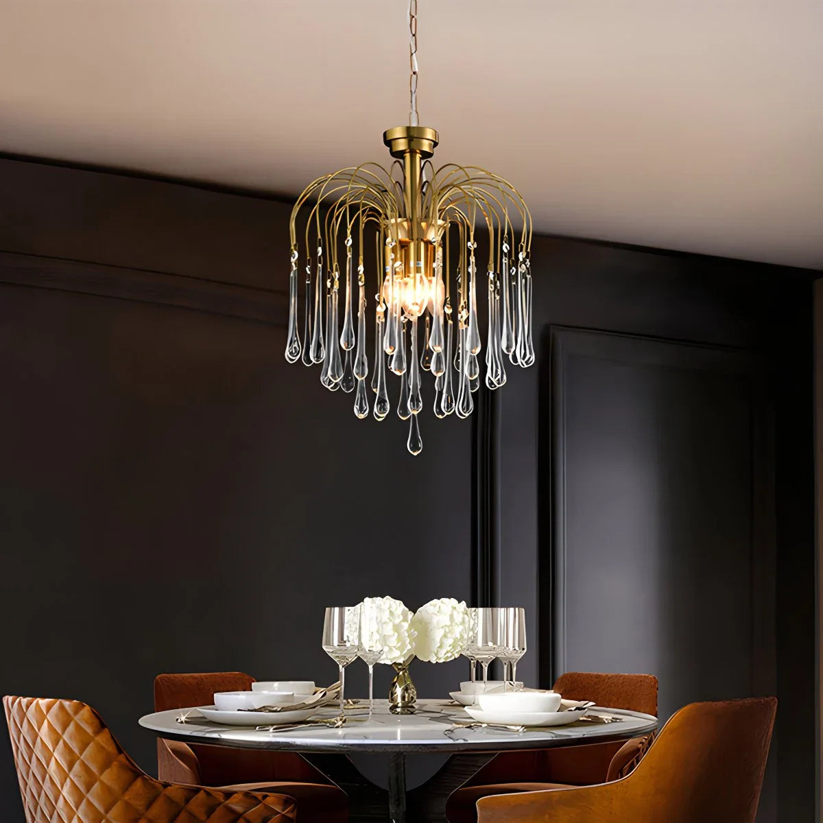 Eloer French Retro Water Drop Glass Chandelier
