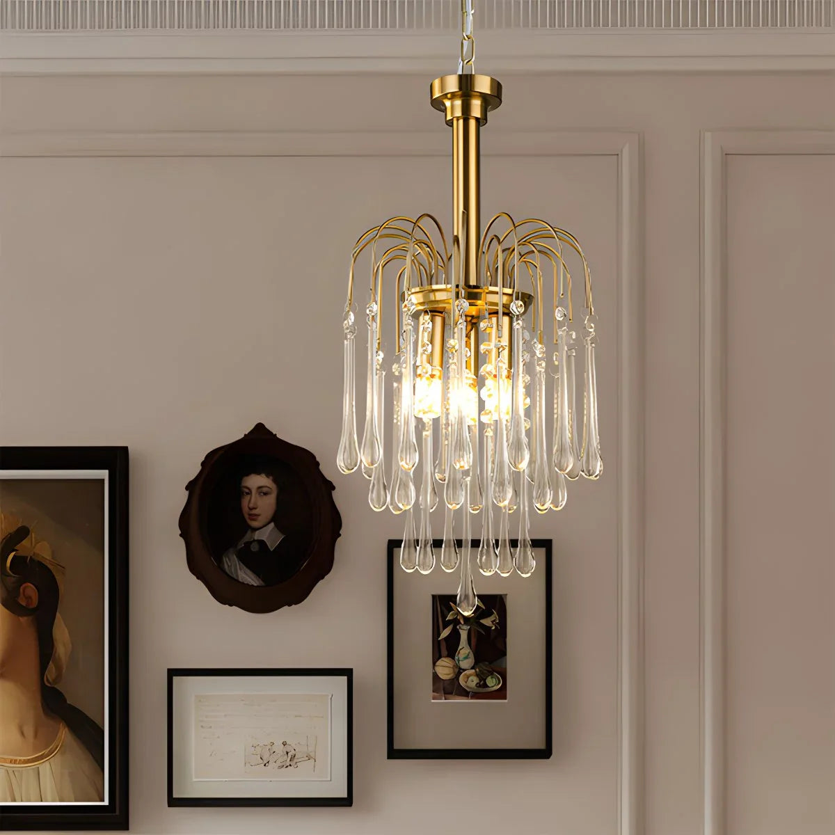 Eloer French Retro Water Drop Glass Chandelier