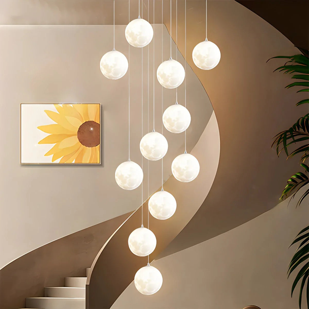 Eloer Modern Attic 3D Moon Celestial Chandelier