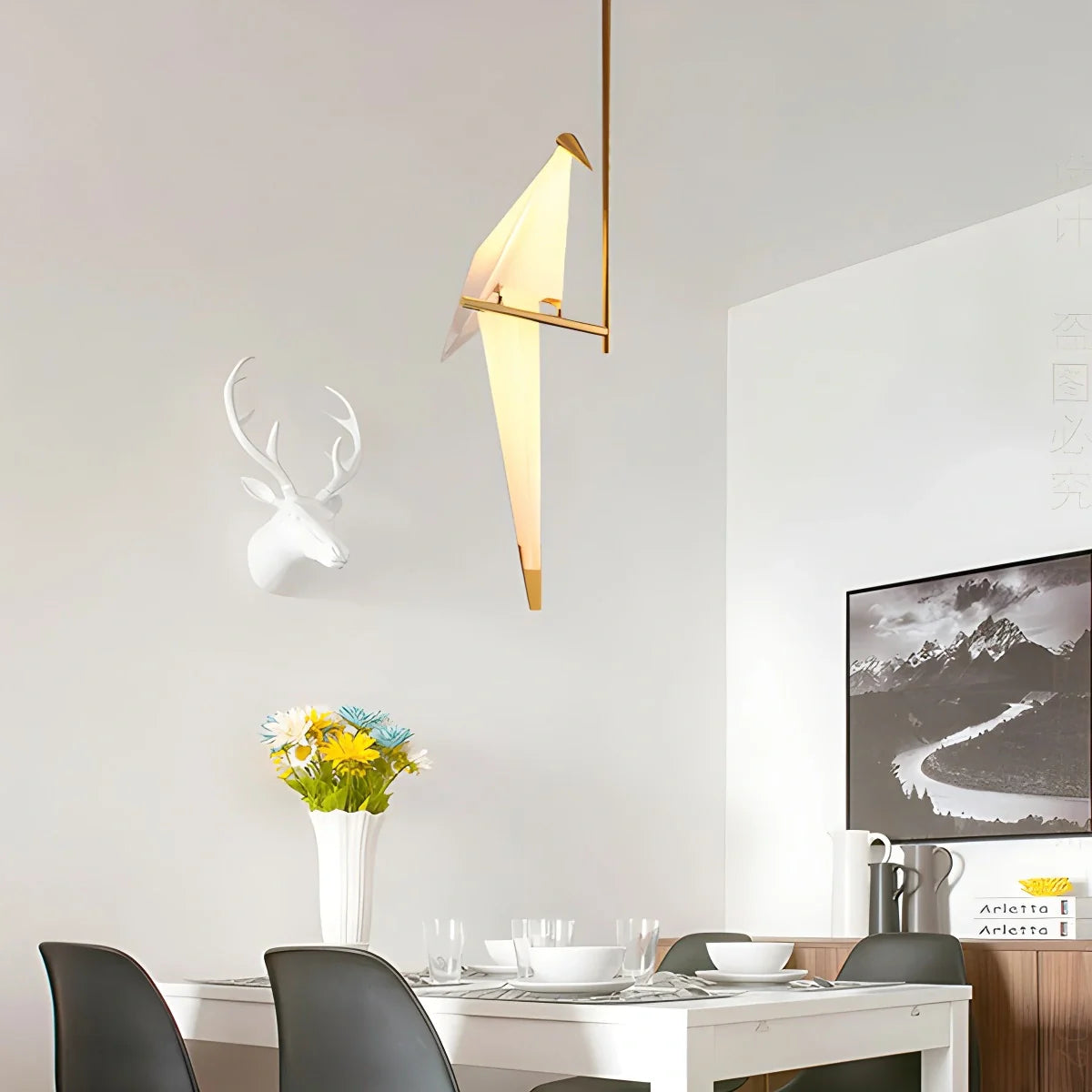 Eloer Paper Crane Bird Chandelier for Dining Room