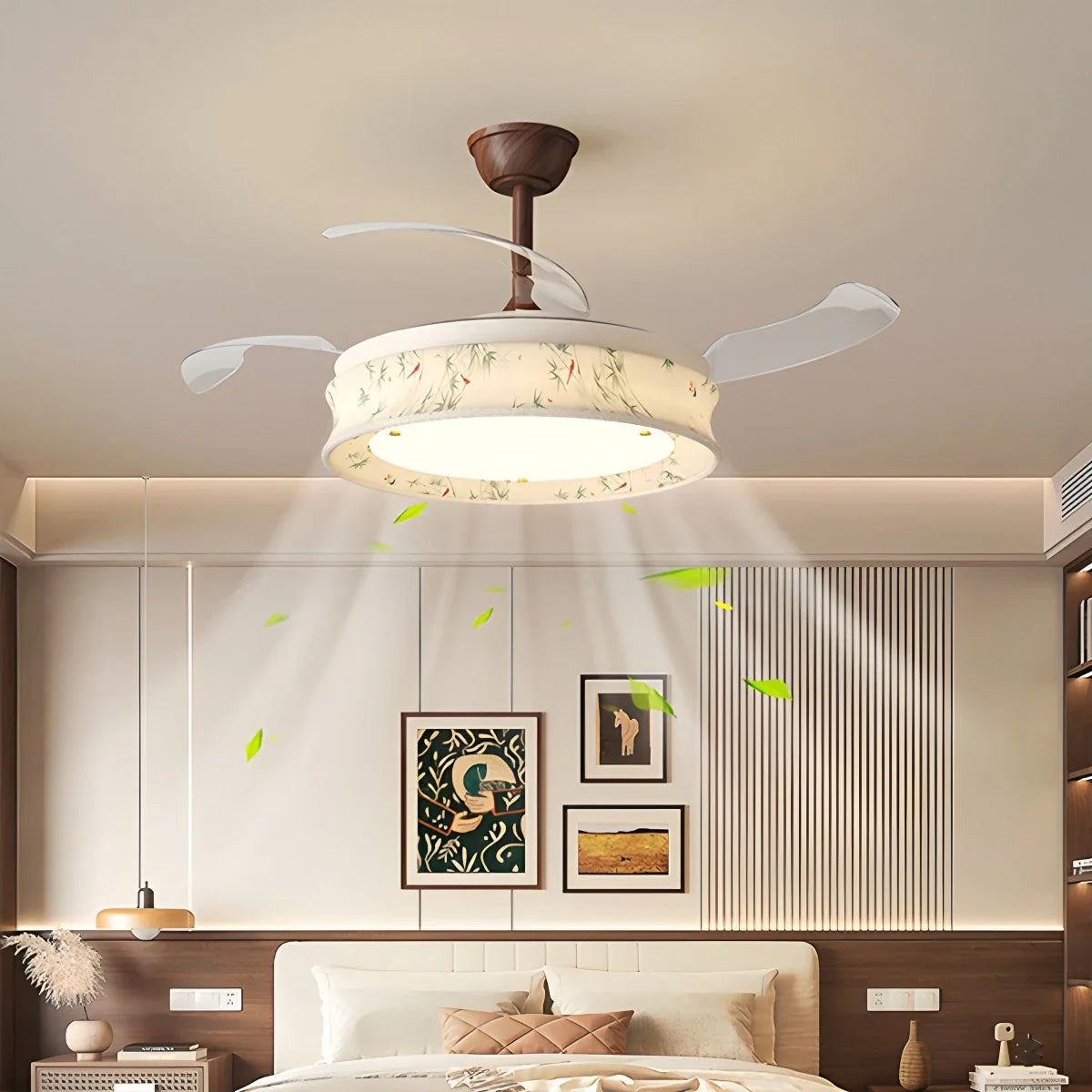 Eloer French Fabric Invisible Ceiling Fan Light
