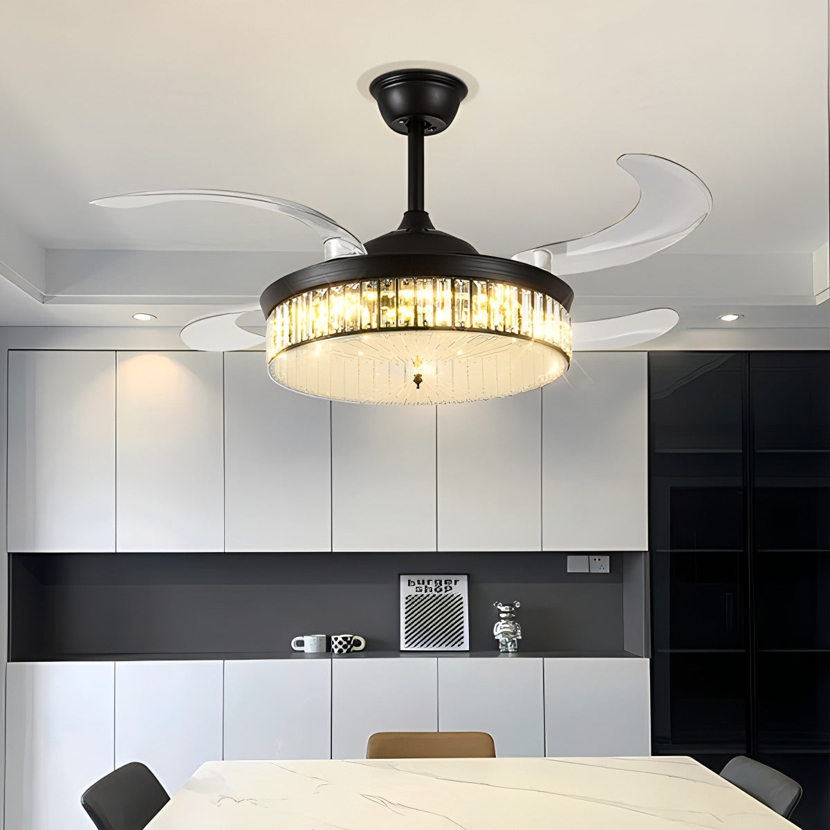 Remote Hugger Ceiling Fan Light for Low Ceilings
