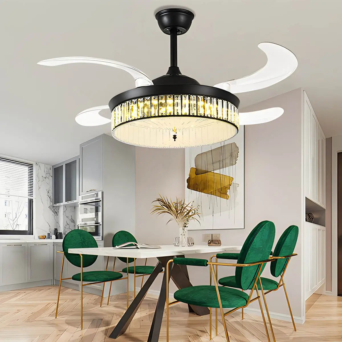 Remote Hugger Ceiling Fan Light for Low Ceilings