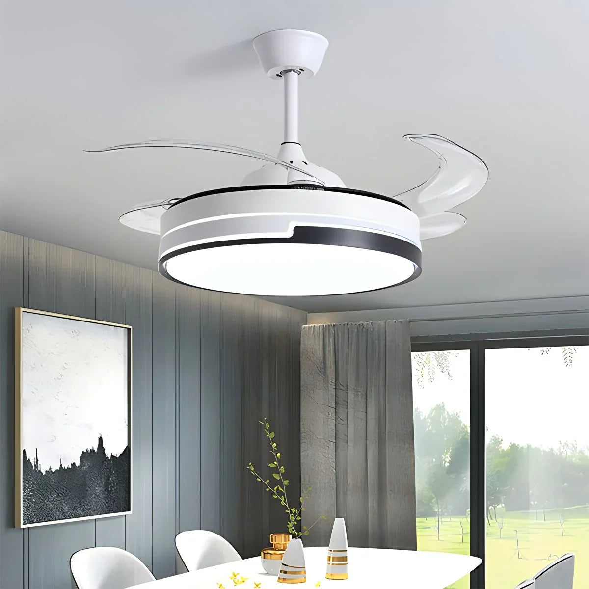 Eloer Remote Minimalist Hugger Ceiling Fan Light