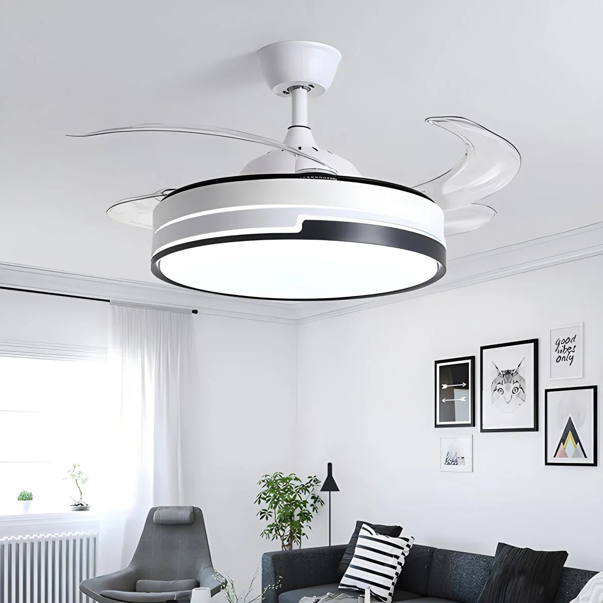 Eloer Remote Minimalist Hugger Ceiling Fan Light