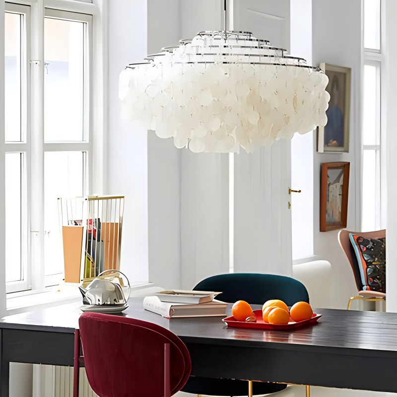 Eloer Round Shell Chandelier for Bedroom Living Room