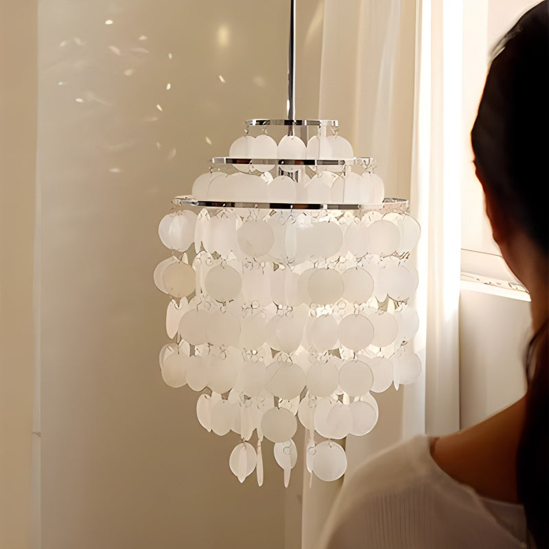 Eloer Round Shell Chandelier for Bedroom Living Room