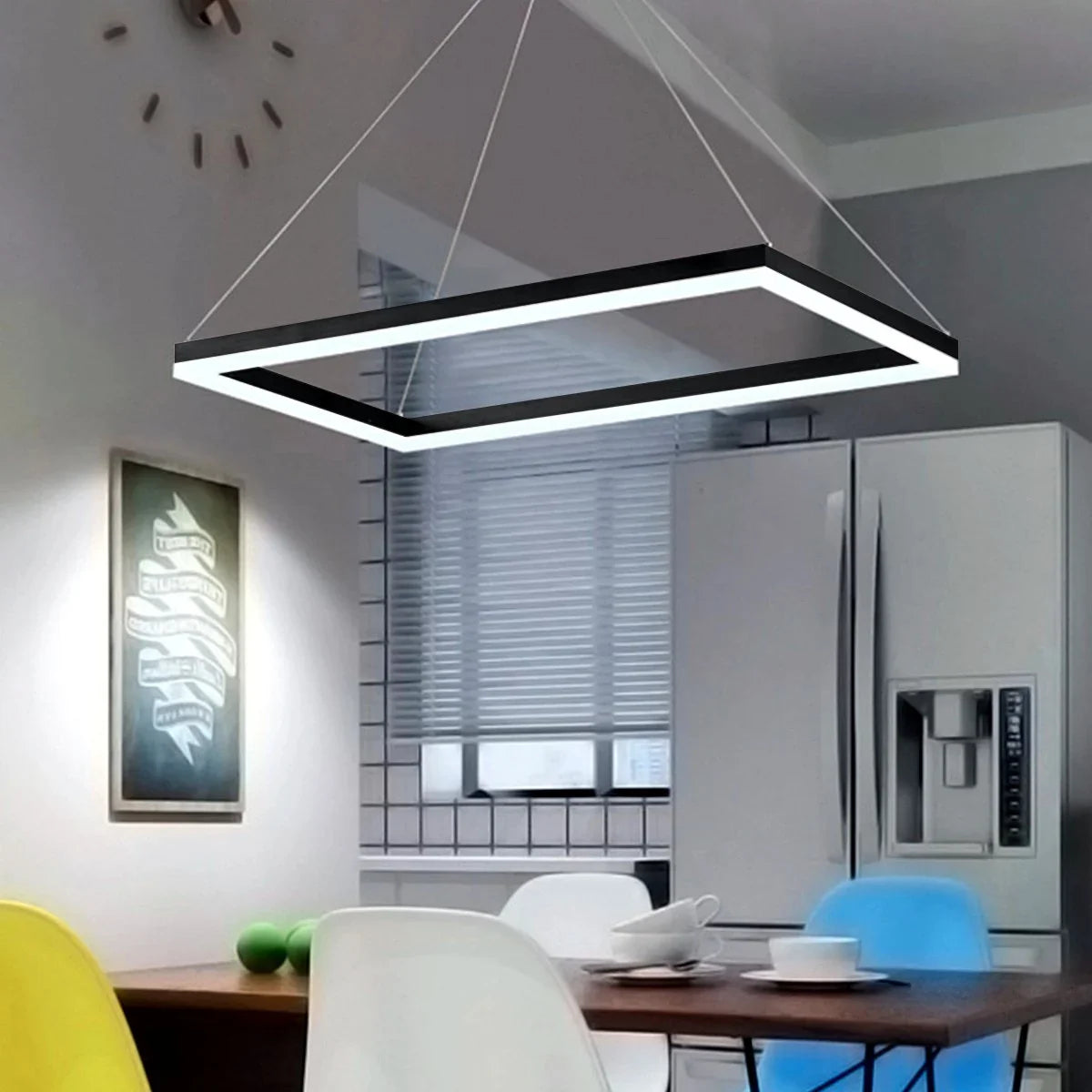 Eloer Modern Black Tiered Rectangular Chandelier