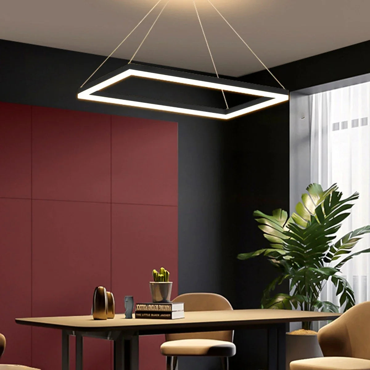 Eloer Modern Black Tiered Rectangular Chandelier