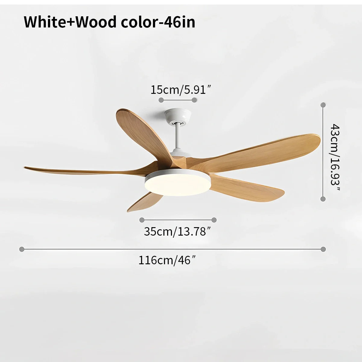 Eloer 5-leaf Solid Wood Ceiling Fan Light