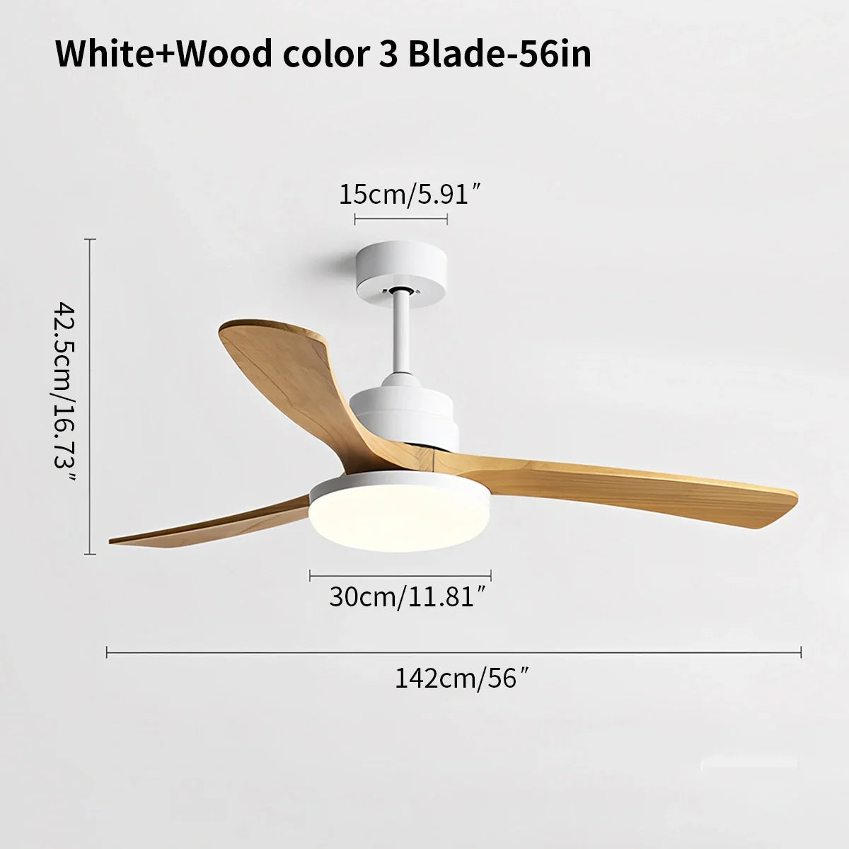 Eloer High Wind Solid Wood Ceiling Fan Light