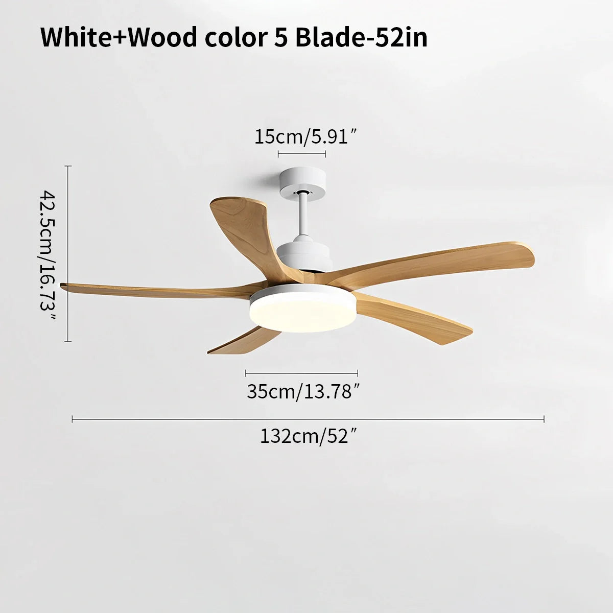 Eloer High Wind Solid Wood Ceiling Fan Light
